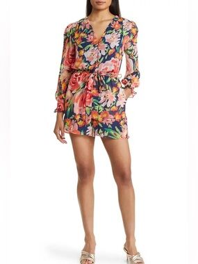 Fraiche by J floral long sleeve romper size XL